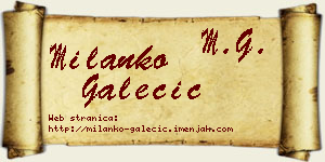 Milanko Galečić vizit kartica